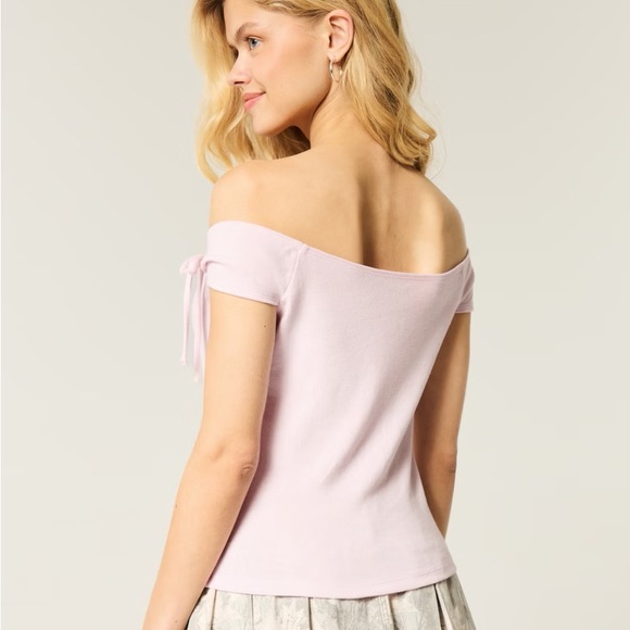 Hollister Off-Shoulder Tie Sleeve Tank Top- Petal Pink - Picture 4 of 8
